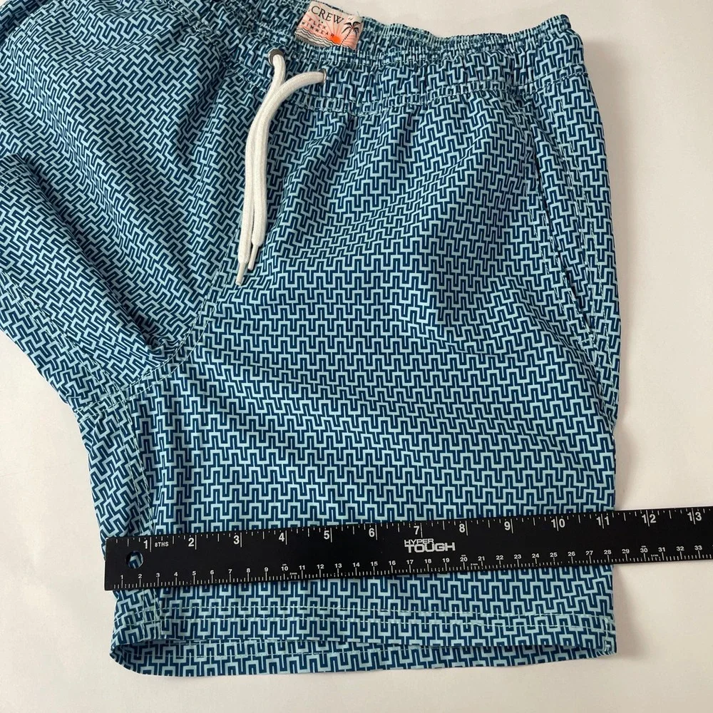 J Crew Swim Shorts Mens S Blue Abstract Swim Trunks Lined Flex Preppy Luxury